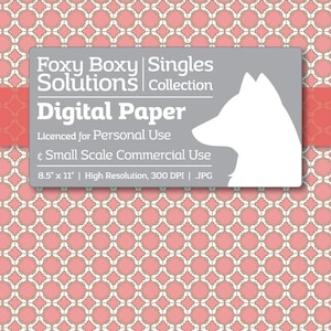 Moroccan Digital Paper - Single Sheet in Pink and Cream - Printable Scrapbooking Paper