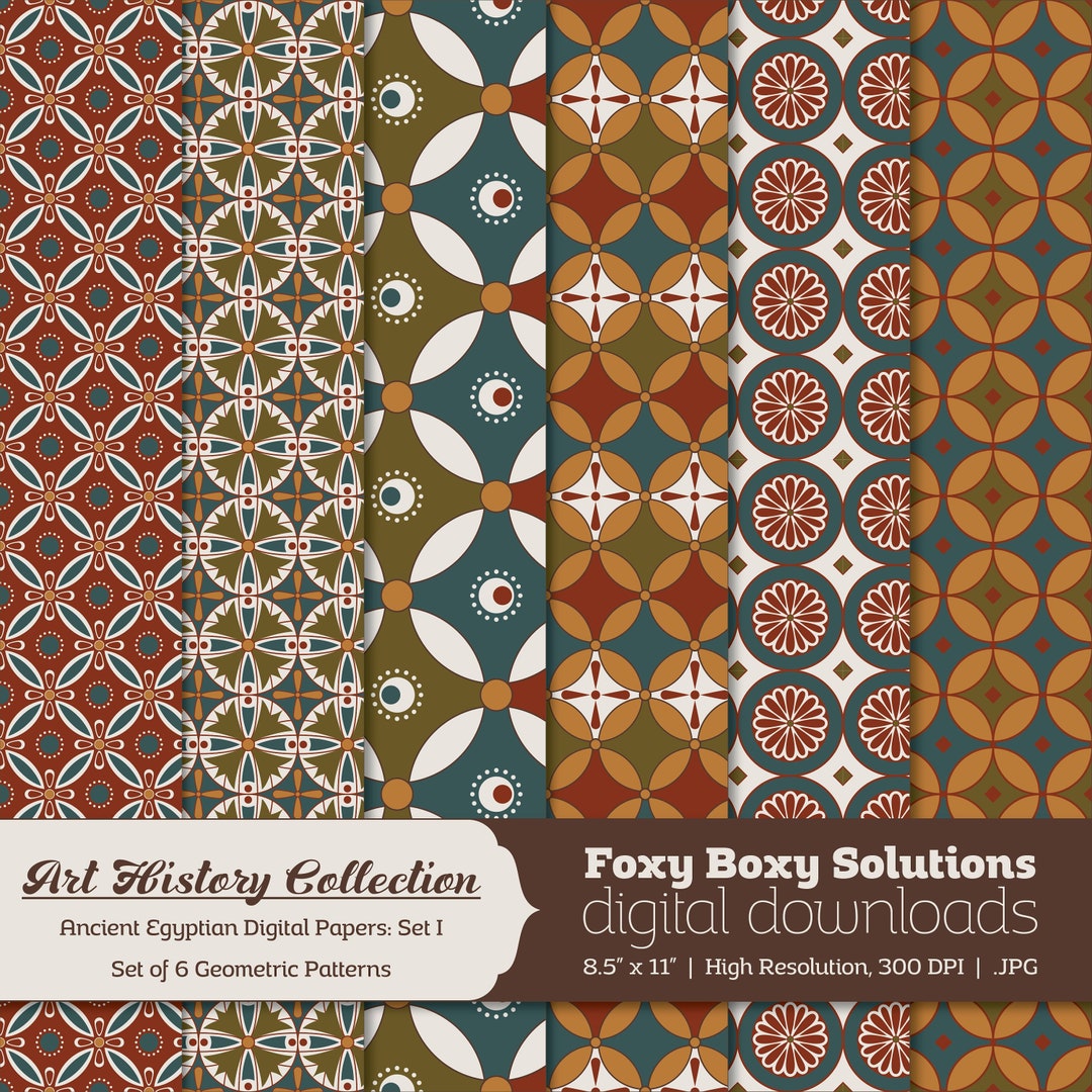 Art History Collection: Set of 6 Ancient Egyptian Geometric Pattern ...