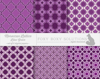 Cyfrowe pobrać fioletowe wzory geometryczne marokański - Instant Download - Craft dostaw do scrapbookingu - papieru cyfrowego druku papieru
