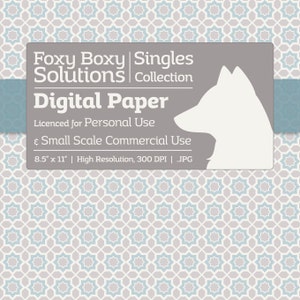 Marokkaanse patroon digitale papier - vel in grijs, blauw / wit - afdrukbare Scrapbooking papier