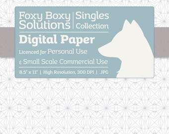 Large Facets Digital Paper - Single Sheet in White and Gray - Printable Scrapbooking Paper