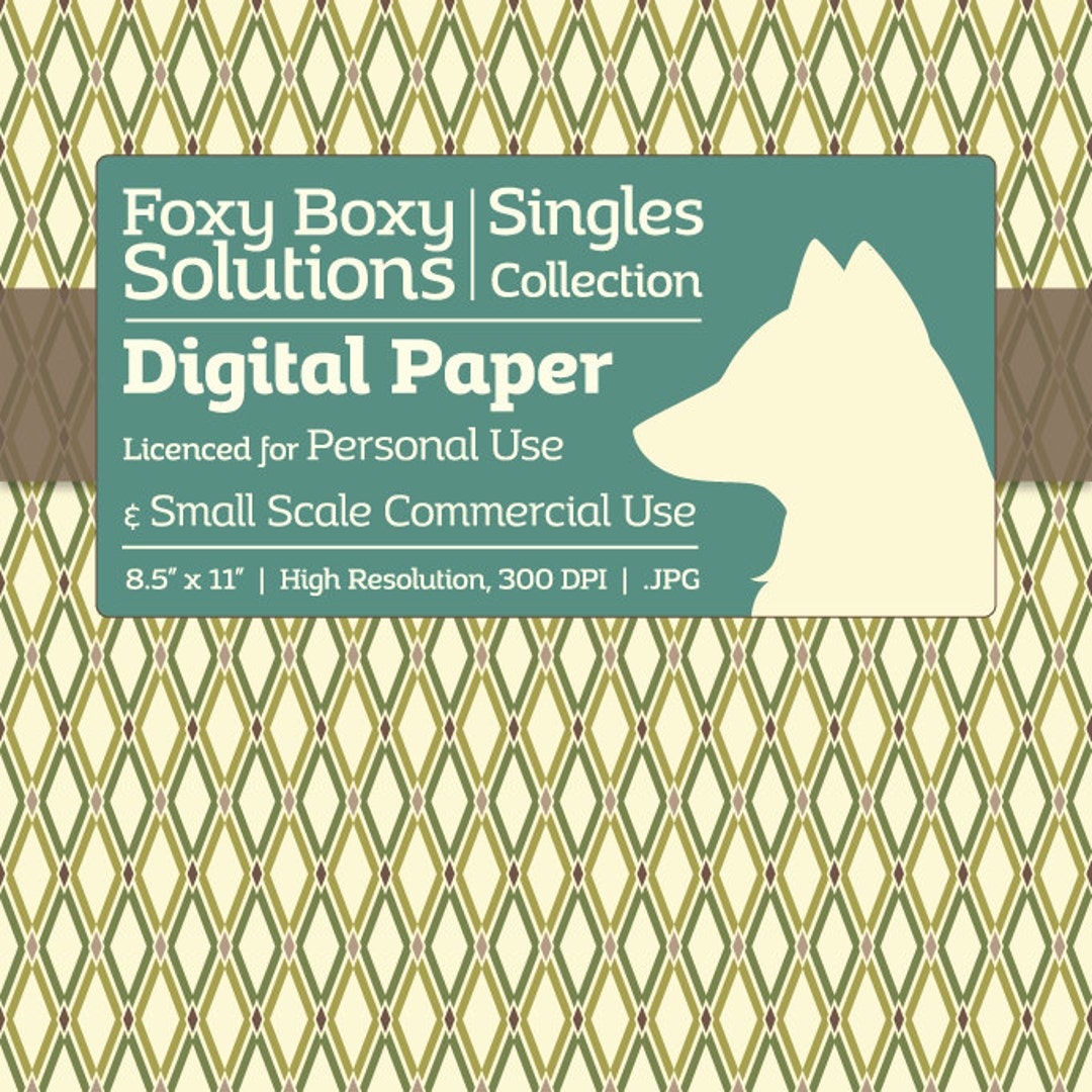 Fancy Diamond Pattern - Single Sheet in Green - Printable Scrapbooking ...