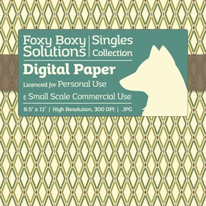 Fancy Diamond Pattern - Single Sheet in Green - Printable Scrapbooking Paper