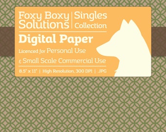 Circle Pattern on Kraft Digital Paper - Single Sheet in Green - Printable Scrapbooking Paper