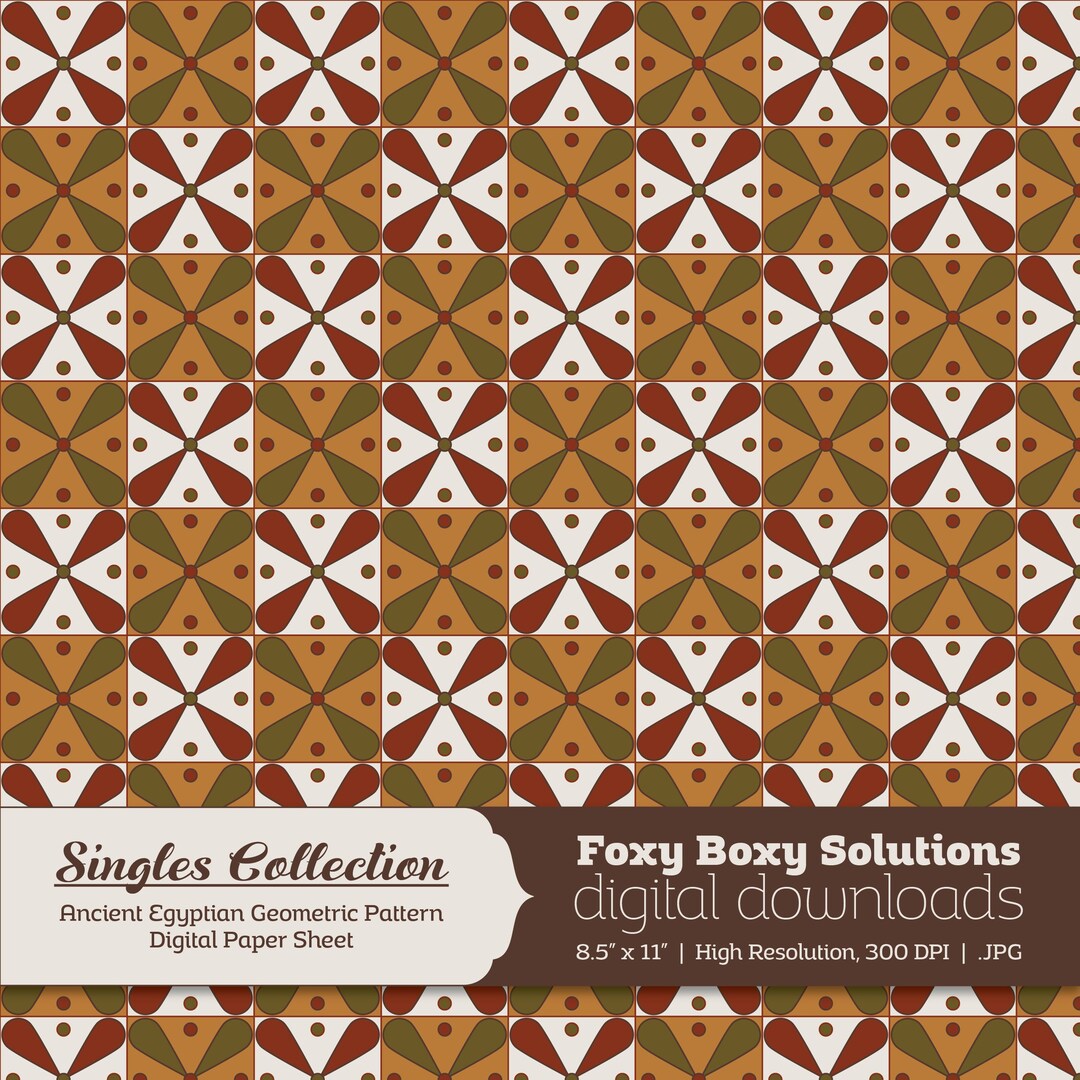 Ancient Egyptian Geometric Pattern Printable Digital Paper - Instant ...