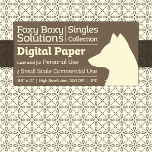 Decorative Diamonds - Single Sheet in Tan on a Cream Background - Printable Scrapbooking Paper, Crafting Supply