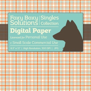 Plaid Digital Paper - Single Sheet in Orange - Printable Scrapbooking Paper