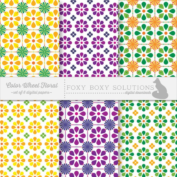 Colorful Floral Digital Paper Pack - Instant Download Printable Paper - Craft Supply for Scrapbooking - Digital Download Printables