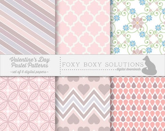 Valentine's Day Pastel Digital Download Paper Pack - Instant Download Download Digital Paper - Printable Craft Supply for Scrapbooking