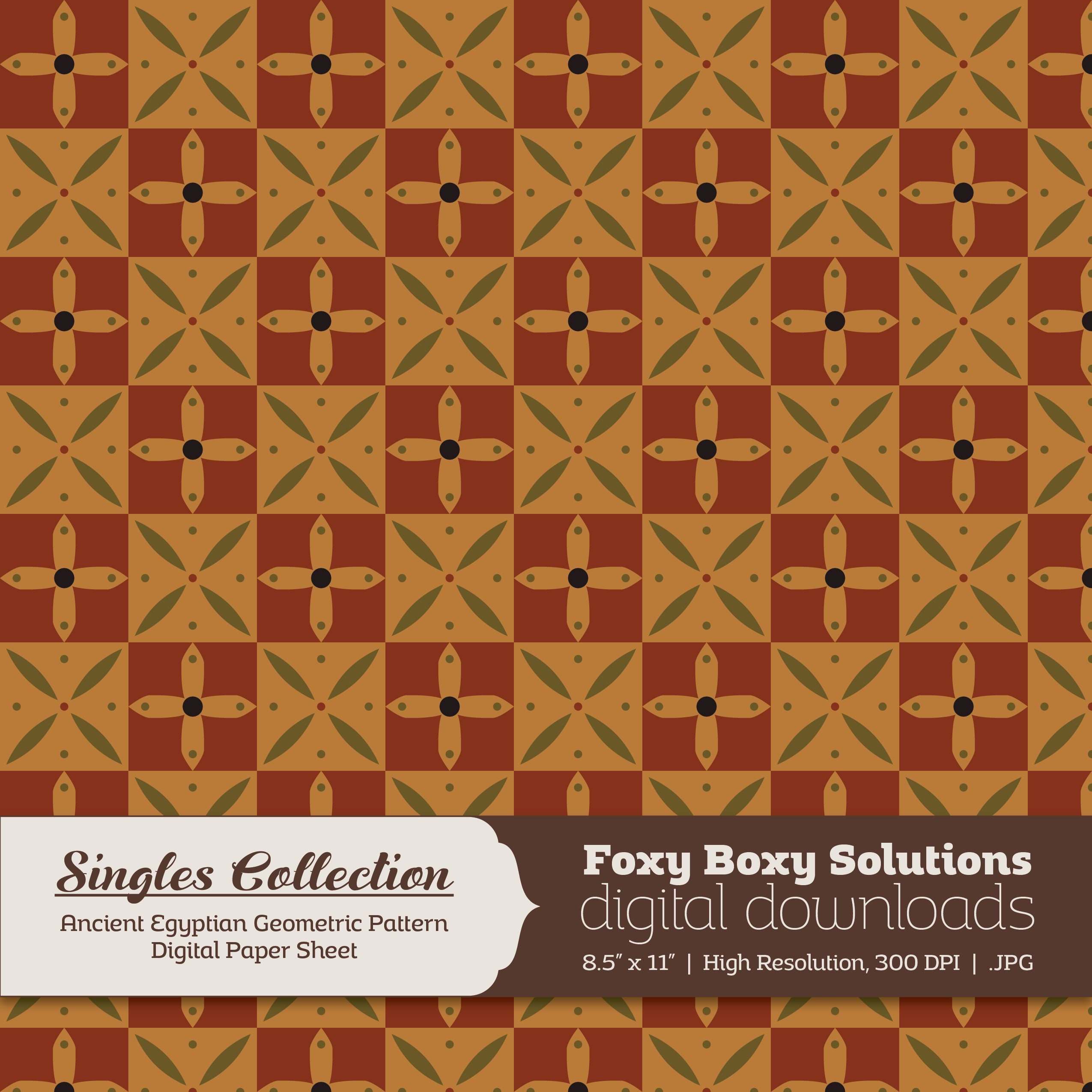 Ancient Egyptian Geometric Pattern Printable Digital Paper Instant ...