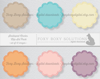 Printable Pastel Label Clip Art Digital Download - Instant Download Circular Tags - Set of 12 Scrapbook Elements