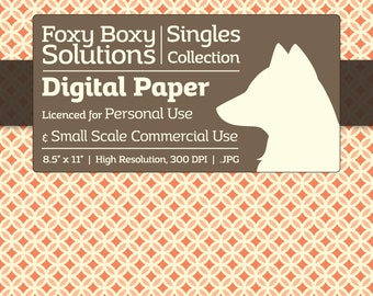 Moroccan Pattern Digital Paper - Single Sheet in Orange - Printable Scrapbooking Paper