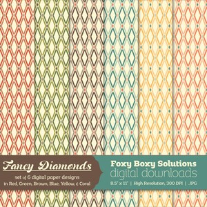 Fancy Diamond Patterns Digital Paper Pack: set of 6 digital papers, Printable Paper for Scrapbooking/Card Making, Instant Download