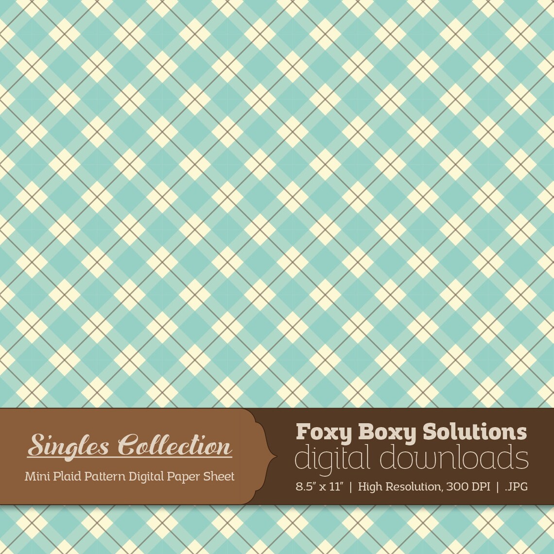 Instant Download Blue Plaid Printable Digital Paper for Scrapbooking ...
