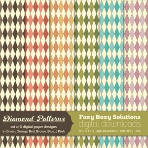 Diamond Patterns Digital Paper Pack: set of 6 digital papers, Printable Paper for Scrapbooking/Card Making, Instant Download