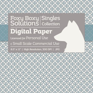 Moroccan Pattern Digital Paper - Single Sheet in Blue, Gray, & White - Printable Scrapbooking Paper