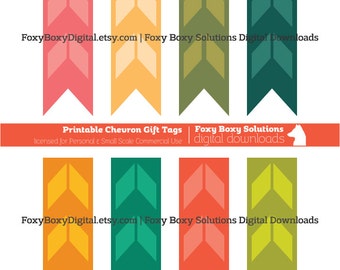 Printable Chevron Gift Tags / Hang Tags: Printable Gift Tags, Printable Hang Tags, Tag Collage Sheet, Instant Download