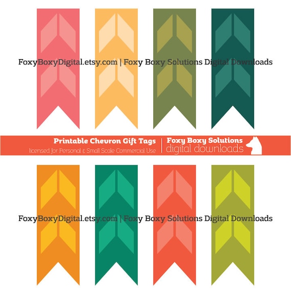 Printable Chevron Gift Tags / Hang Tags: Printable Gift Tags, Printable Hang Tags, Tag Collage Sheet, Instant Download