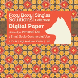 Val Floral digitale papier - vel in rood, geel, & Brown - afdrukbare Scrapbooking papier