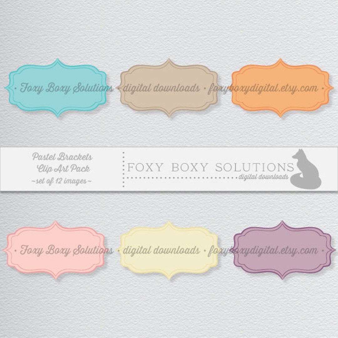 Printable Digital Download Large Pastel Brackets Label Clipart Instant ...