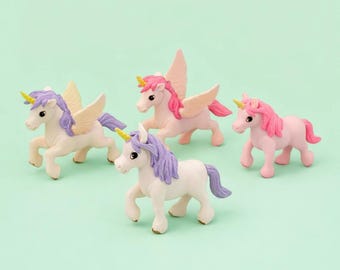 ユニコーン アートフィギュア ヴィンテージ セラミック ユニコーン フィギュア ホワイト ブルー