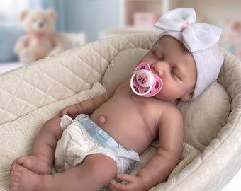 18 Inch Full Silicone Reborn Baby Doll Loulou, Ultra Soft Lifelike Newborn Baby, Realistic Collector Gift for Children