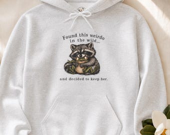 Gildan 18500 Hoodie, Raccoon Frog Illustration, Woodland Creature Pullover
