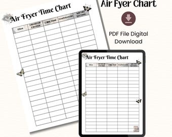 Customizable Air Fryer Cheat Sheet Printable, Blank Air Fryer Cooking Chart Template, DIY Cooking Times Guide | Digital Download, Gothic