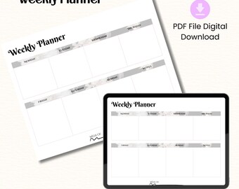 Digital Download Weekly Planner, Romantic, Home Organization, Habit Tracker, Book Tracker