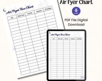 Customizable Air Fryer Cheat Sheet Printable, Blank Air Fryer Cooking Chart Template, DIY Cooking Times Guide | Digital Download, Romantasy