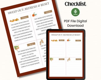 Seasonal Home Maintenance Checklist Printable | Cleansing House Tracker | Quarterly Home Chore Chart PDF Digital Download