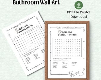 Printable Wall Art Word Search Bathroom Funny Art, BG3
