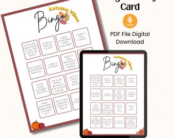 Bingo Activity Card, Printable, Date Nights, Family Activity Guide, Girly Fall (PDF Digital Download)