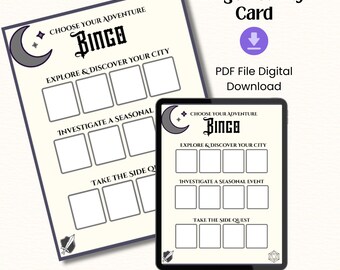 Adventure Bingo Card, City Exploration, Choose Your Quest, Printable Activity (PDF Digital Download)