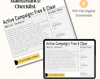 Seasonal Maintenance, Chore Chart, Printable Organizer (PDF Digital Download), Helldiver, RPG, Gamer Print