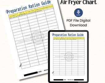 Customizable Air Fryer Cheat Sheet Printable, Blank Air Fryer Cooking Chart Template, DIY Cooking Times Guide | Digital Download, Fallout