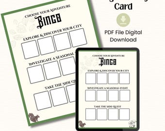 Woodland Adventure Bingo Card, Printable City Exploration Game, Couples, Date Night (PDF)