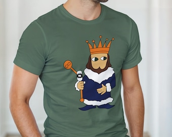 XRP T-Shirt - BG123 King Scepter Riddle | Adult Unisex Crewneck | Crypto Ripple 589 Bearable Guy Medieval  Royalty Cartoon Meme Premium Tee