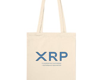 XRP Brad Tote Bag - Garlinghouse Definitely Happening Quote | Eco Cotton Shopping Bag | Double Sided Print Ripple Swell Meme Slogan Reusable
