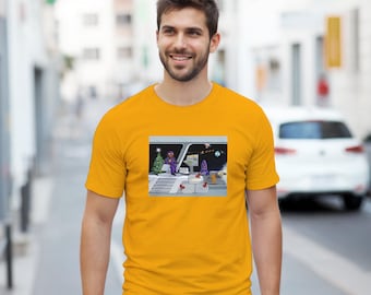 XRP T-Shirt - BG123 Christmas Space Riddle | Adult Unisex Crewneck | Crypto Ripple 589 Bearable Guy Rocket Moon Cartoon Meme Premium Tee