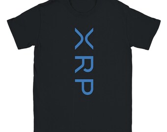 XRP T-Shirt - Vertical Minimalist Crypto Logo | Adult Unisex Softstyle Crewneck | Ripple Ledger Clean Line Art Typography Premium Tee