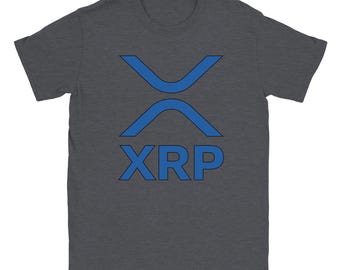 XRP T-Shirt - Minimalist Blue Crypto Logo | Adult Unisex Softstyle Crewneck | Ripple Ledger Clean Line Art Typography Premium Tee