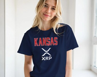XRP T-Shirt - Kansas Sports Partnership Slogan | Adult Unisex Softstyle Crewneck | Crypto Ripple Collegiate Style Red White Premium Tee