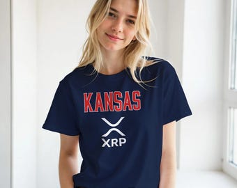XRP T-Shirt - Kansas Sports Partnership Slogan | Adult Unisex Softstyle Crewneck | Crypto Ripple Collegiate Style Red White Premium Tee