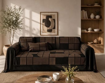 Retro Style Sofa Cover, Luxury Couch Slipcover, Non Slip Sofa Protector, Home Décor