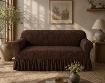 European Style Sofa Cover, Floral Jacquard Slipcover, Non Slip Couch Protector, Washable Furniture Cover