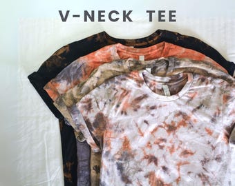 Camisetas de Halloween con cuello en V para mujer, camiseta de Halloween con cuello en V, camisetas de otoño con cuello en V, camiseta de Halloween con cuello en V, tie dye con cuello en V