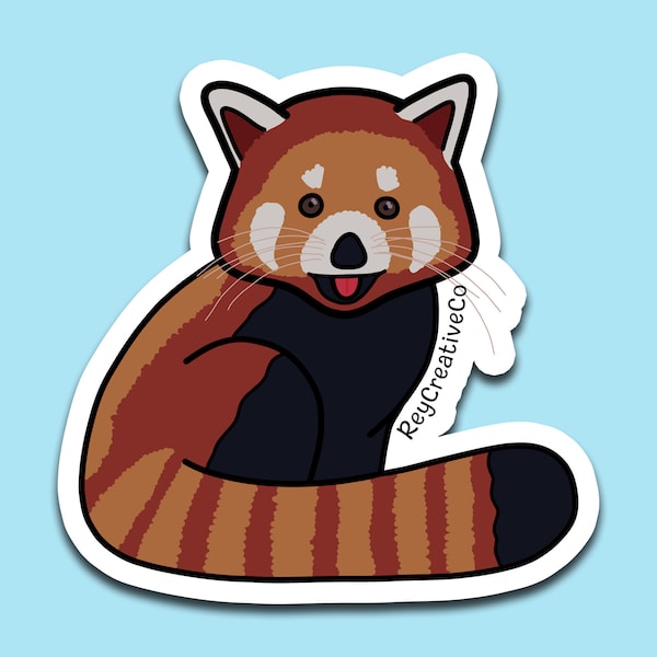 Red Panda Sticker Vinyl, Water Resistant Sticker, Water Bottle Sticker, Laptop, gift for animal lover, Panda Bear, Fire Fox, Red Cat Bear