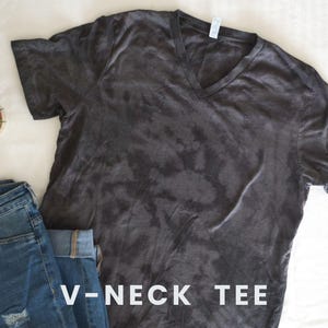 Black Tie Dye Shirt, Tie Dye V Neck, Gift for Her, Gift for Him, Unisex Tshirt, TieDye TShirt, Gray Tie Dye, Soft Tie Dye, V Neck Tee
