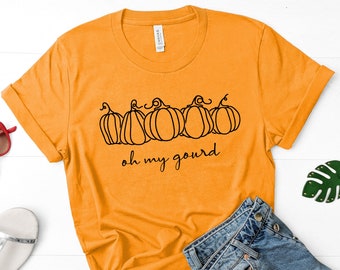 Oh My Gourd, camisetas de otoño para mujer, linda camiseta de calabaza, camiseta de calabaza de Halloween, camiseta de calabaza, camiseta omg, regalo de calabaza, calabazas de Halloween,